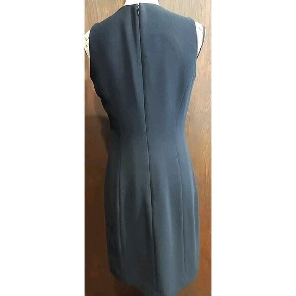 INC Formal Event Dress Lined Pinup V Neck Navy Blue Sheath Fitted Size 6 Small - Picture 2 of 3
